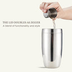 KITESSENSU Cocktail Shaker Set with Carry Case: Vacuum Insulated Martini Shaker with Built-in Strainer, 2 Martini Glasses, Measuring Jigger, Bar Mixing Spoon & Cocktail Recipes, Travel Bar Tool Set