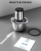 LINKChef Food Processor Small, 6 Cup Food Chopper with Container, 1.5L 250W Electric Meat Grinder for Home Use, Stainless Steel Mini Food Processor for Kitchen, Vegetable, Onion, Garlic, Salad