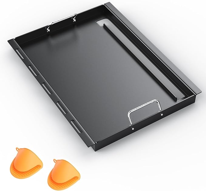 7524 Full Size Griddle Replacement Parts for Weber Genesis S310, E310, E320, S320, E330, S330, EP310, EP320, EP330, Carbon Steel Flat Top Grill Insert Parts with Handles for Weber Genesis 300 Series