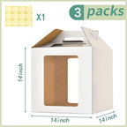 14x14x14 Inch Tall Cake Boxes for Tier Cakes,3pack Large Tiered Cake Boxes with windows, 12in 14in Sturdy Layer Cake Carrier,Disposable Cake Containers