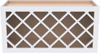 Solid Wood Wine Bottle Rack Wall Cabinet with Lattice Panels - Wine Holder and Storage for Bar, Pantry, Cellar - Mocha (White, 30'W 12'D 15'H)