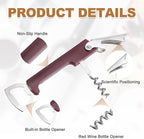 uxcell 2 Pcs Wine Opener, Bottle Opener, Durable Stainless Steel Waiter's Corkscrew, Compact All-In-One Home Bar Tool for Bar, Party, Wedding, Home, Travel, Dark Red