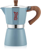 Bincoo Blue Moka Pot 6 Cups, Espresso Maker Stovetop, Aluminum Espresso Pot Classic Italian Coffee Maker,Single Safety Valve