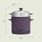 bella 16 Cup Rice Cooker with Steamer, Dishwasher Safe Steaming Basket, Rice Paddle and Measuring Cup, Removable Nonstick Cooking Bowl, Automatic Keep Warm Function, 400 Watt, Plum