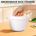 Microwave Rice Cooker, Microwave Pasta Cooker, 1.9 QT Micr Rice Steamer with Locking Lid, Portable Micr Chicken Cookers for Soup, Vegetable, Mashed Potatoes, Fish, Quick Healthy Meals 8.3 x 6.9 x 5.5 inch