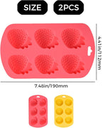 Fruit Theme Silicone Molds for Candy Making, 2 Pack Strawberry & Lemon Gummy Molds Set, Non-Stick 6-Cavity Fruit Snack Molds for Chocolate, Jelly, DIY Kitchen Baking Supplies