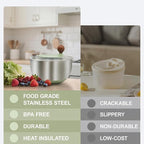 5.3Qt Stainless Steel Salad Spinner, Salad Spinner Stainless Steel With Stop Button & Drain Hole, Non-Slip Base, Vegetable Spinner Dryer, Dishwasher Safe For Kitchen