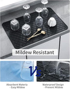 AMOAMI-Dish Drying Mats for Kitchen Counter-Silicone Dish Drying Mat-Kitchen Dish Drying Pad Heat Resistant Mat-Kitchen Gadgets Kitchen Accessories Kitchen Small Appliances(16" x 24", BLACK)
