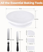 Kootek Cake Decorating Kit Baking Supplies Set Cake Turntable with 2 Frosting Straight Angled Spatula 3 Icing Smoother Scrapers Baking Accessories Tools for Beginners and Pros, Mother's Day, White
