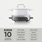 6.5 Quart Stainless Steel Multi-Cooker – Programmable Slow Cooker, Pressure Cooker & More, One-Pot All-in-One Cooker with Digital Controls & Accessories (White) Ninj-a