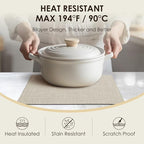 Placemats Set of 6, Bilayer Thickened Linen Place Mats Heat Resistant Machine Washable Wrinkle Free Carefully Selected Polyester Mats for Kitchen/Dining/Coffee Table (Cream Beige)