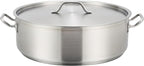 Winco Commercial-Grade Stainless Steel Brazier with Lid, 15 Quart