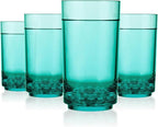 Drinique ELT-TA-TEL-4 Elite Tall Unbreakable Tritan Highball Glasses, 14 oz (Set of 4), Teal