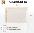 6 Pack Gold Glitter Plastic Serving Trays for Party, 9 x 13 Inch - Heavy Duty Plastic Gold Trays for Food - Rectangular Party Serving Platters