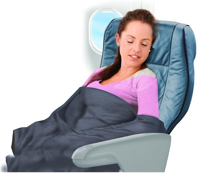 Cloudz Cozy Fleece Airplane Travel Blanket for Your Flight, Car, Camping, Home or Comforting Warmth Anywhere! - Grey