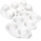 Hiceeden 2 Pack 6-Cup Ceramic Muffin Pan, Nonstick Cupcake Baking Pans with Handle, Ceramic Muffin Tin with Embossed Pattern for Muffin, Cupcake, White
