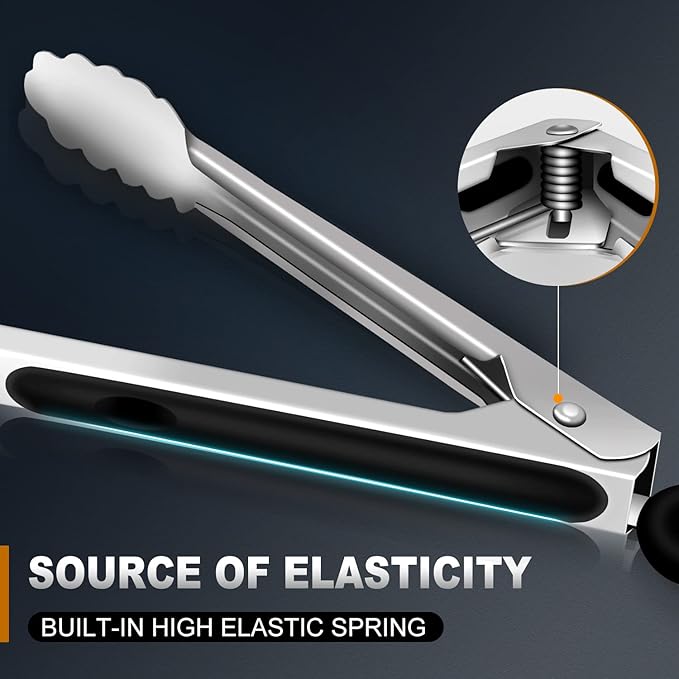 Eddeas Kitchen Tongs - 9 inch Heavy Duty Food Tongs, Ergonomic Grip Superior Stainless Steel and Non-Slip Heat Resistant handle - Perfect for Cooking, Salad, Grilling, Barbecue,Dishwasher safe