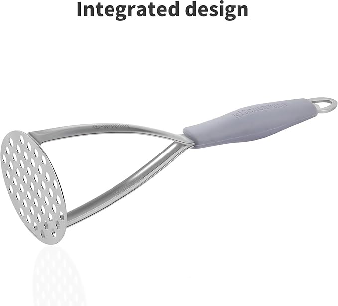 Joyoldelf Heavy Duty Stainless Steel Potato Masher, Professional Integrated Masher Kitchen Tool & Food Masher/Potato Smasher with Silicone Handle, Perfect for Bean, Vegetable, Fruits, Avocado, Meat