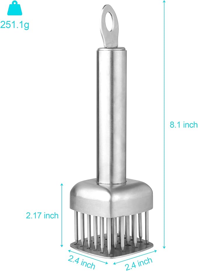 Aliglow 304 Stainless Steel Meat Tenderizer Needle Meat Hammer Mallet Tool Pounder For Tenderizing and Pounding Steak, Beef Pork Chicken BBQ And Poultry