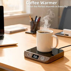 Coffee Mug Warmer & Candle Warmer 46W Electric Cup Warmer for Desk - Smart Digital Display 6 Heat Settings Timer Auto Shut-Off Work from Home Office Gift (Wood)