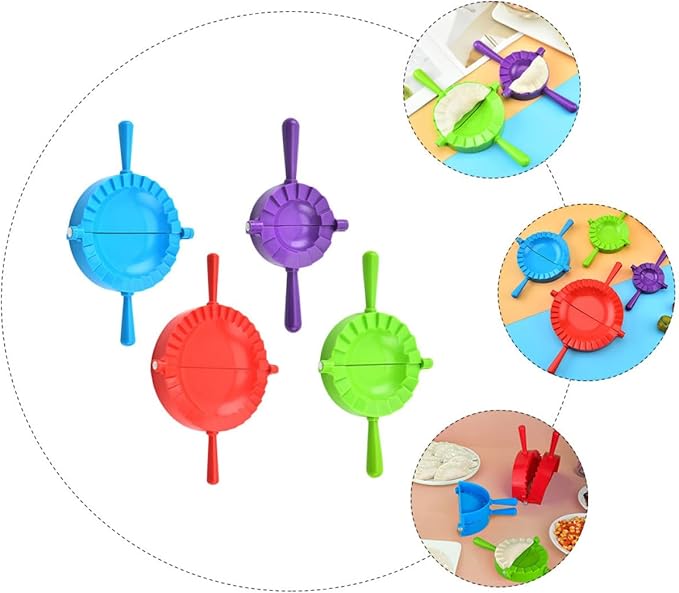 DOITOOL 4pcs Dumpling Maker Set Plastic Pp Dumpling Press Cutters with Large, Medium, Small, Mini Molds for Manual Dough Sealing and Kitchen Cooking Tools Random Color
