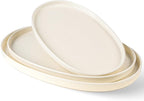 theterra Ceramic Serving Platter, 15.6"/14.4"/12.2" Oval Serving Dishes for Entertaining, Oven Safe, Microwave Safe, Serving Plates Set of 3 for Wedding, Party, Turkey, Beige
