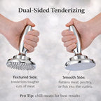 HIC Kitchen Dual Sided Meat Tenderizer Marinating Prep Tool, Chrome-Plated Zinc, 835 Grams, For Flattening Cutlets And Tenderizing Meat