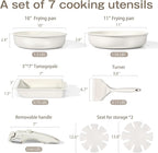 GiPP Ceramic Pots and Pans Set Non Stick, Nonstick Detachable Handle Cookware Sets, Non Toxic Induction Kitchen Pot and Pan with Removable Handle, Healthy RV Cookware, Dishwasher ＆Oven Safe, 7 Piece