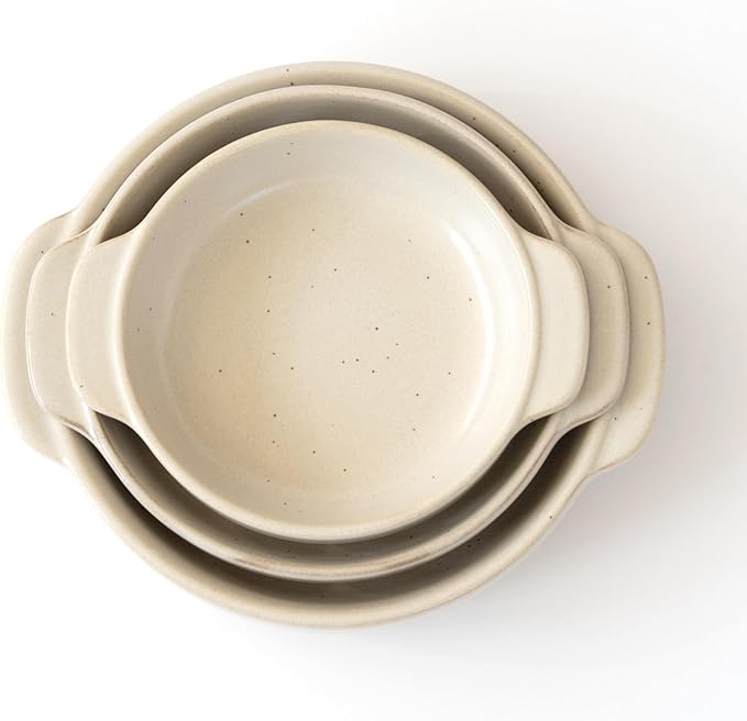 Santo Banko Ware Gratin Dish for One Person Capacity 13.5 fl oz (400 ml) Heat Resistant Pottery Oven Safe Direct Fire Microwave Dishwasher Safe Stackable Beige Made in Japan
