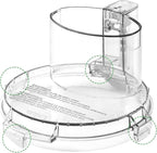 4 Locking Knob DFP-14NWBCT1 Food Processor Replacement Bowl Lid, Compatible with Cuisinart Food Processor DLC-005AGTXT1 Bowl, Suitable for Model DFP-14 (4.45 * 7.6in)