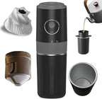 Portable Electric Coffee Grinder and Brewing Kit, Rechargeable, Conical Burr Coffee Grinder with Filter, 32g Capacity & 320 ml Coffee Cup for Camping, Travel, Office, Espresso, Pour Over, etc (Black)