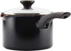 Farberware Glide Nonstick Sauce Pan/Saucepan with Straining and Lid, 3 Quart, (Black)