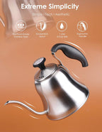 Tea Kettle with Thermometer for Stove Top Gooseneck Kettle, Pour Over Coffee Tea Pot, Goose Neck Tea Pot Stovetop, Hot Water Heater for Camping, Home & Kitchen, Stainless Steel - Small 28oz