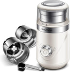 SHARDOR Electric Super Silent Blade Coffee Grinder, Timed Grind Control Rotary Knob, Adjustable Coarse to Fine for Coffee Beans, Spices & Herbs, with 2 Removable Stainless Steel Bowl, Cream
