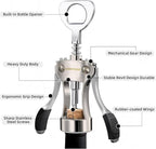 Wing Corkscrew Wine Opener, Premium Zinc Alloy Manual Bottle Opener, Heavy Duty Multifunctional Tool for Kitchen, Bar, Restaurant & Waiters (Matte Silver)
