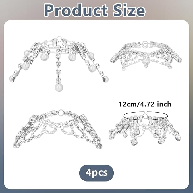 OLYCRAFT 4Pcs 4 Styles Rhinestone Wine Bottle Decoration Wine Bottle Cover Long Fringe 4.7 Inch Jewel Tassel Wines Bottles Veil Rhinestone Tassel Wines Bottles Pendant for Party Wedding Decor
