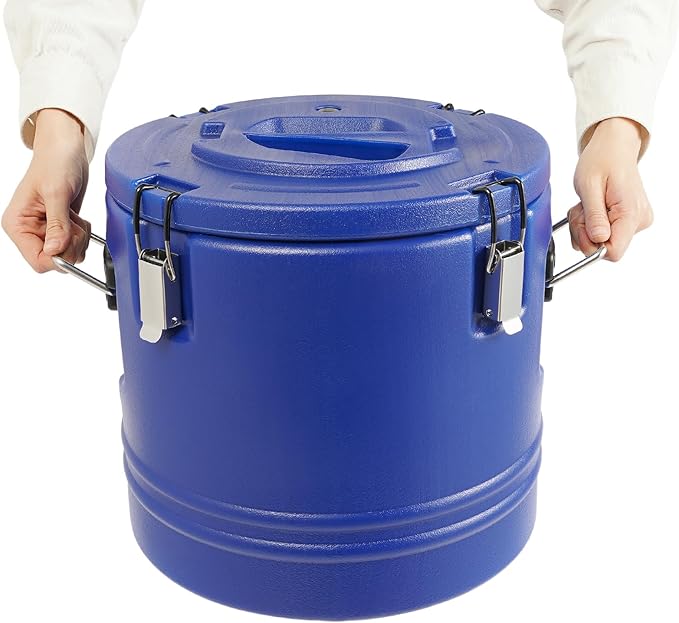 Eapmic 21.1Qt Insulated Food Container, Stainless Steel Container, 20L Commercial Soup Carrier 12 Hours Heat Preservation for Hot and Cold Food Storage Restaurant Canteen Home Lunch Use (Blue, 20L)