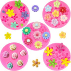 5Pcs Flower Molds Silicone Rose Chocolate Mold Daisy Flower Fondant Mould Polymer Clay Resin Mold Soap Ice Cube Gummy Sugar Wax Melt Molds for Baking and Cake Cupcake Decorating DIY Craft