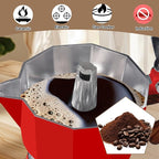 Aluminum 6 Cup 300ml Moka Pot Express Coffee Maker Stovetop Espresso Colorful Coffeemaker Italian Classic Style Brewing Greca Cafe Mocha Machine for Cafeteras Lover Camping Travel and Home Use 10oz