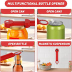 Jar Opener Bottle Opener for Seniors with Arthritis, Multi Retractable Magnetic Can Opener, Jar Grippers for Opening Jars, Kitchen Gadgets for Weak Hands and Senior Arthritis (Red)
