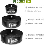 Vakoo 4+7+9 Inch Springform Pan - Nonstick, Leakproof Cheesecake Pan for Baking, Easy Release, No Parchment Paper Needed, Set of 3