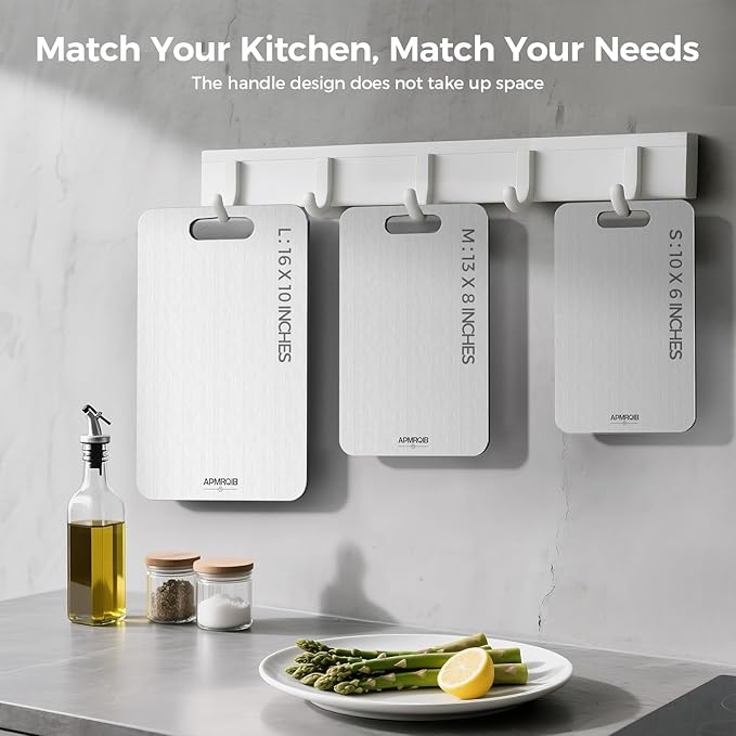 Titanium Cutting Board, 100% Pure Titanium Cutting Boards for Kitchen, Double Sided Non Toxic Cutting Board, Hygiene Durable Dishwasher Safe 10.5”×6.3”