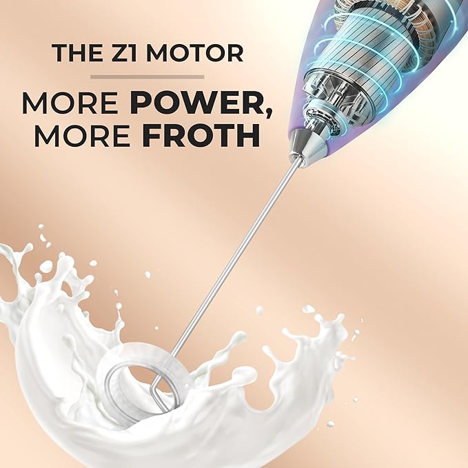 Zulay Kitchen Powerful Milk Frother Wand With 4 AA Duracell Batteries - Ultra Fast Handheld Drink Mixer - Electric Whisk Foam Maker for Coffee, Lattes, Cappuccino, Matcha & Creamer - Galaxy