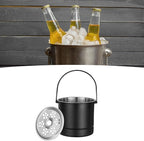 Ice Bucket Wine Cooler Bucket Stainless Steel Wine Chiller Handles Filter Plate Parties Gold (Black)