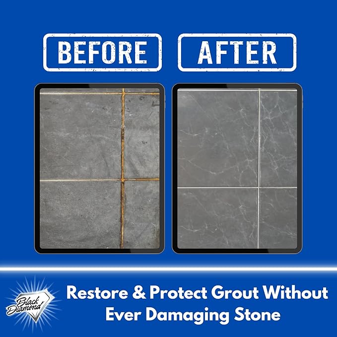 Black Diamond Ultimate Grout Cleaner: Best Cleaner for Tile,Ceramic,Porcelain, Marble Acid-Free Safe Deep Cleaner & Stain Remover for Even The Dirtiest Grout (1-Quart)