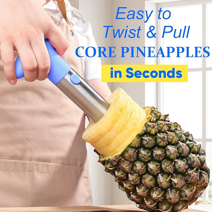 Pineapple Corer, [Upgraded, Reinforced, Thicker Blade] Newness Premium Pineapple Corer Remover, Stainless Steel Pineapple Core Tool for Home & Kitchen with Sharp Blade for Diced Fruit Ring (Blue)