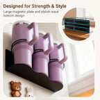 Magnetic Cup Holder for Fridge, 2 Pack Water Bottle Organizer for Stanley Cup Accessories 20/30/40 oz, Wall Mount Tumbler Organizer for Space-Saving Kitchen Pantry Cabinet Storage-Black