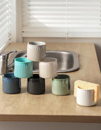 Ceramic Sponge Holder for Kitchen Sink, Scrub Sponge Dish Rack, Farmhouse Compact Sink Caddy Organizer, Classic White