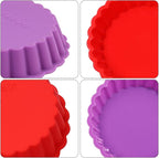 FUNBAKY Silicone Quiche Pan, Mini Pie Pan Non-stick Round Silicone Tart and Pie Molds 10 Packs