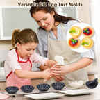 RICHSC-PAN Egg Tart Molds, 12 PCS Non-Stick Very Mini Tart Pans, Mini Tart Mold 3 InchTop, 1.7 Inch Bottom, 0.9Inch High, Carbon Steel, Kitchen Reusable Baking Tools.